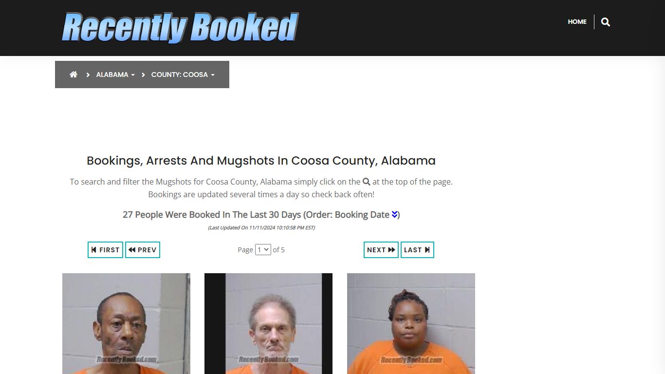 Bookings, Arrests and Mugshots in Coosa County, Alabama - Recently Booked