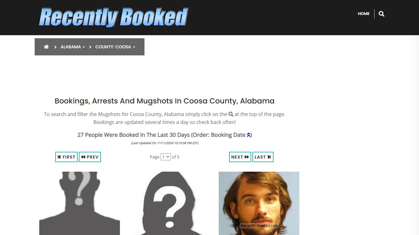 Bookings, Arrests and Mugshots in Coosa County, Alabama - Recently Booked