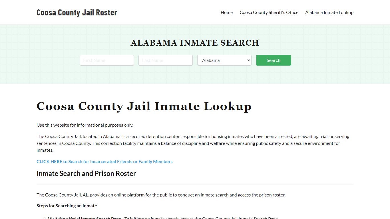 Coosa County Jail Roster Lookup, AL, Inmate Search